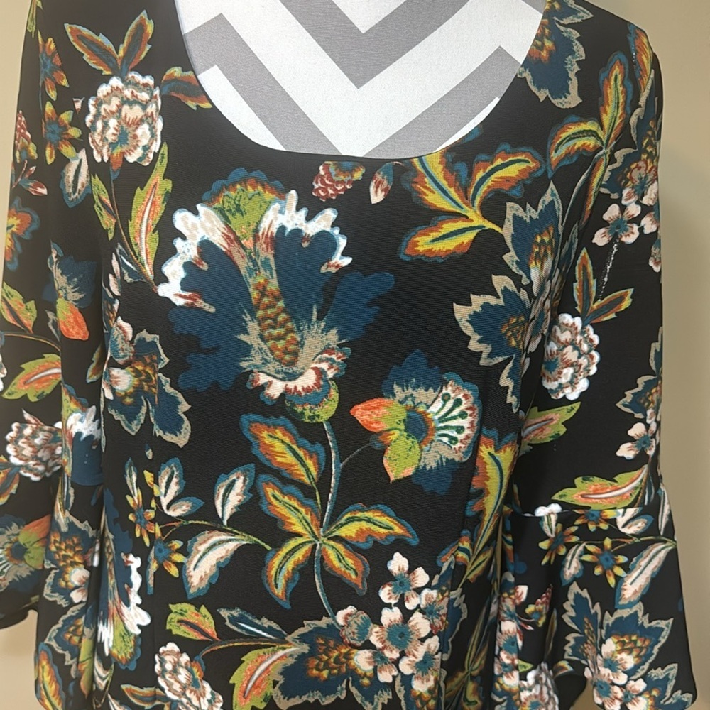 Colorful Bell Sleeve Dress by INC - Size Large - Picture 3 of 10